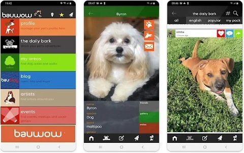 Screenshots of bauwow app