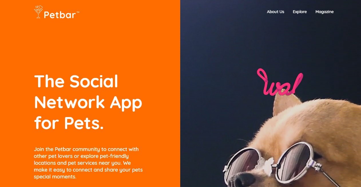 The social network app for pets, including dogs.
