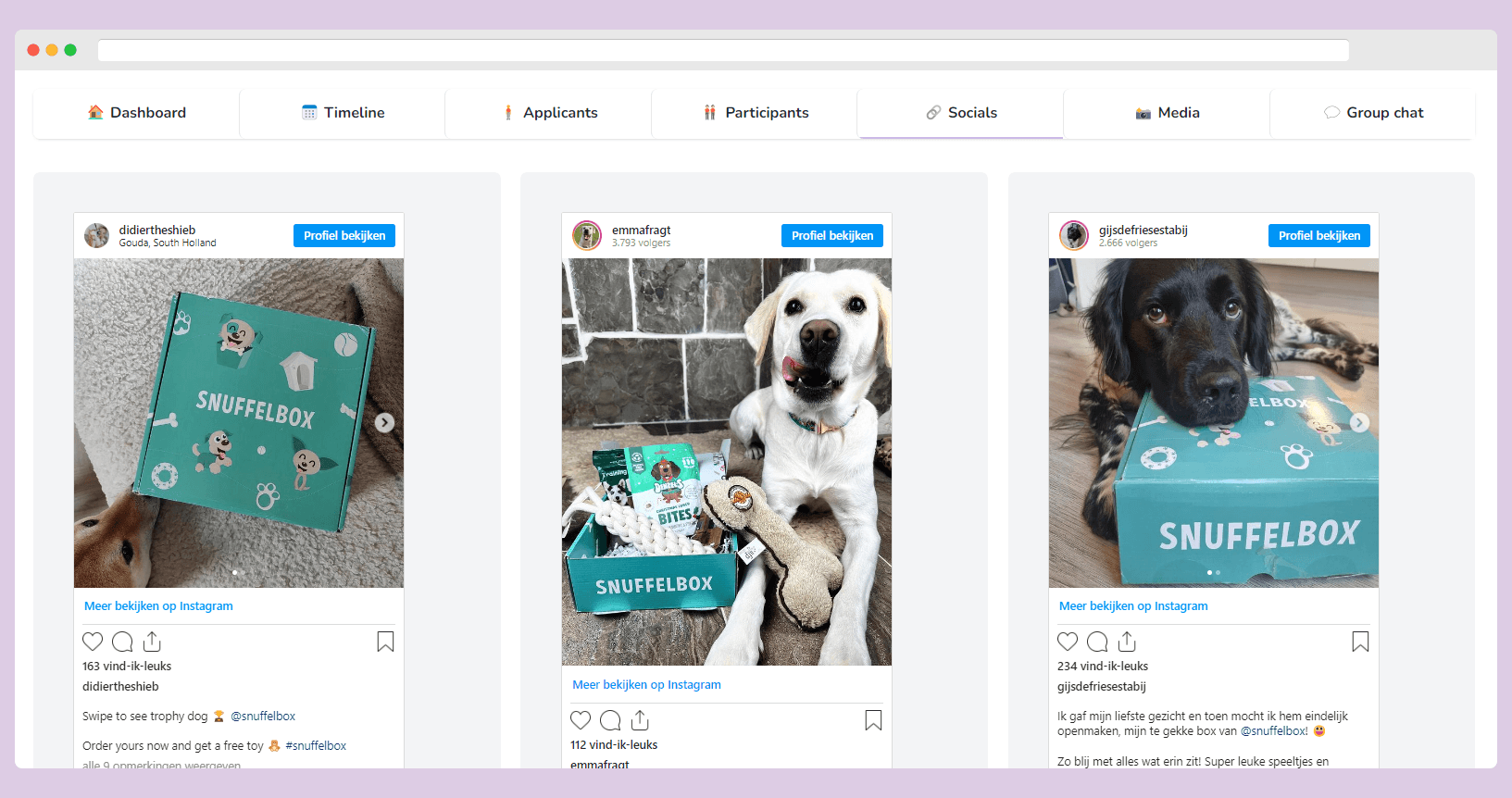 Social postings tied to a dog influencer campaign