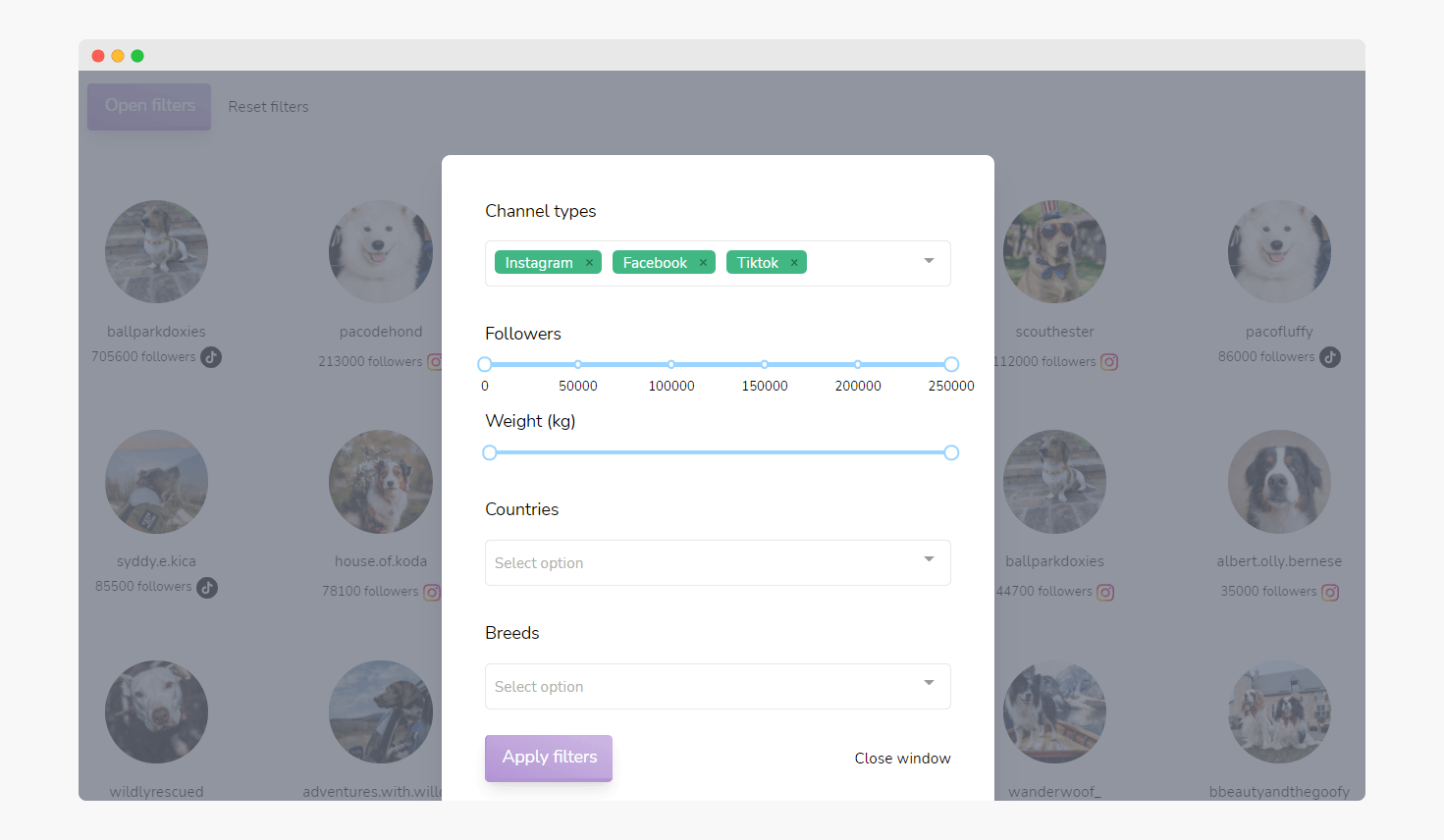 Dog influencer platform